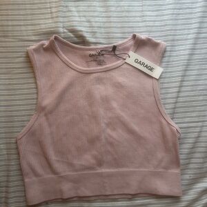 Garage Pink Fitted Sleeveless Crop Tank